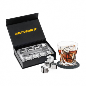 Whiskey Stones,Stainless Steel Metal Ice Cube,Reusable Cooling Whiskey Rocks