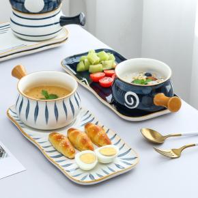 Ceramic Soup and Sandwich Plate Combo