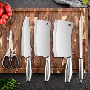 6pcs Stainless Steel Kitchen Knives Block Set 