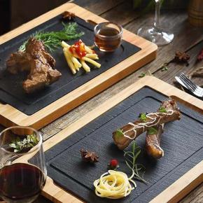 Slate Cheese Plate with Bamboo Platter Tray