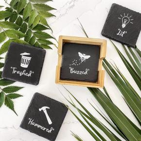 Natural Edge Slate Stone Drink Coasters